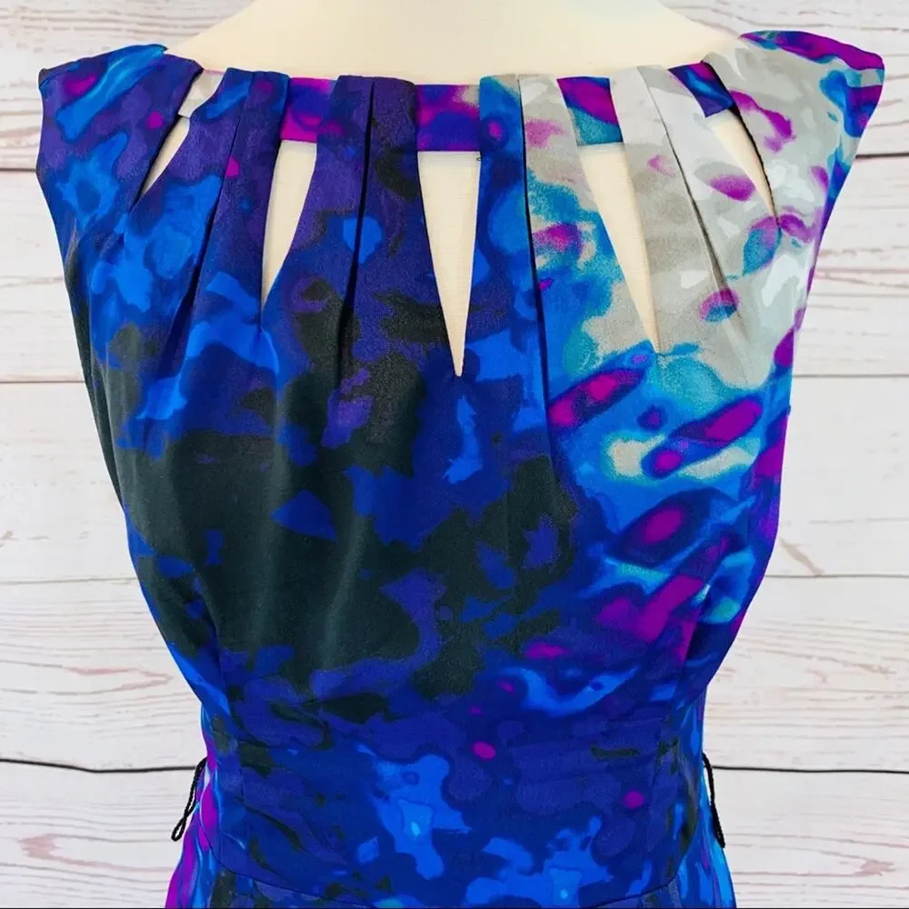 Worthington sheath dress keyhole neckline blue - Picture 2 of 10